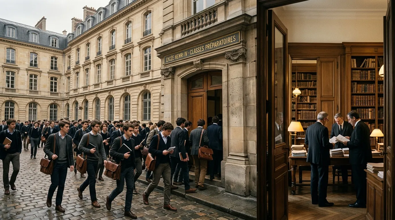 Étudiants en uniforme devant le lycée Henri IV à Paris