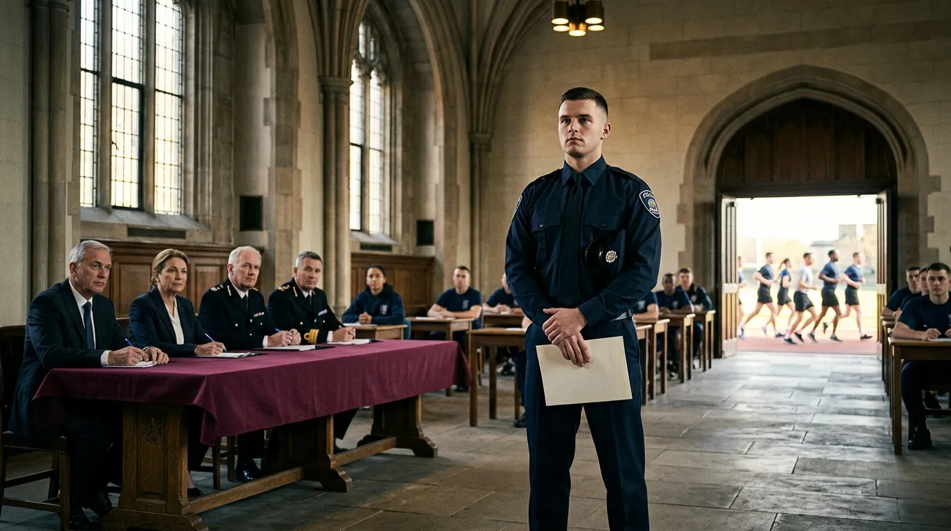 Officier de police re&ccedil;oit un dipl&ocirc;me devant un jury