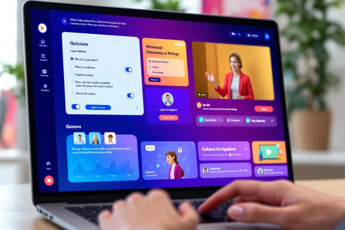 Interface num&eacute;rique d'apprentissage avec cours et quiz interactifs