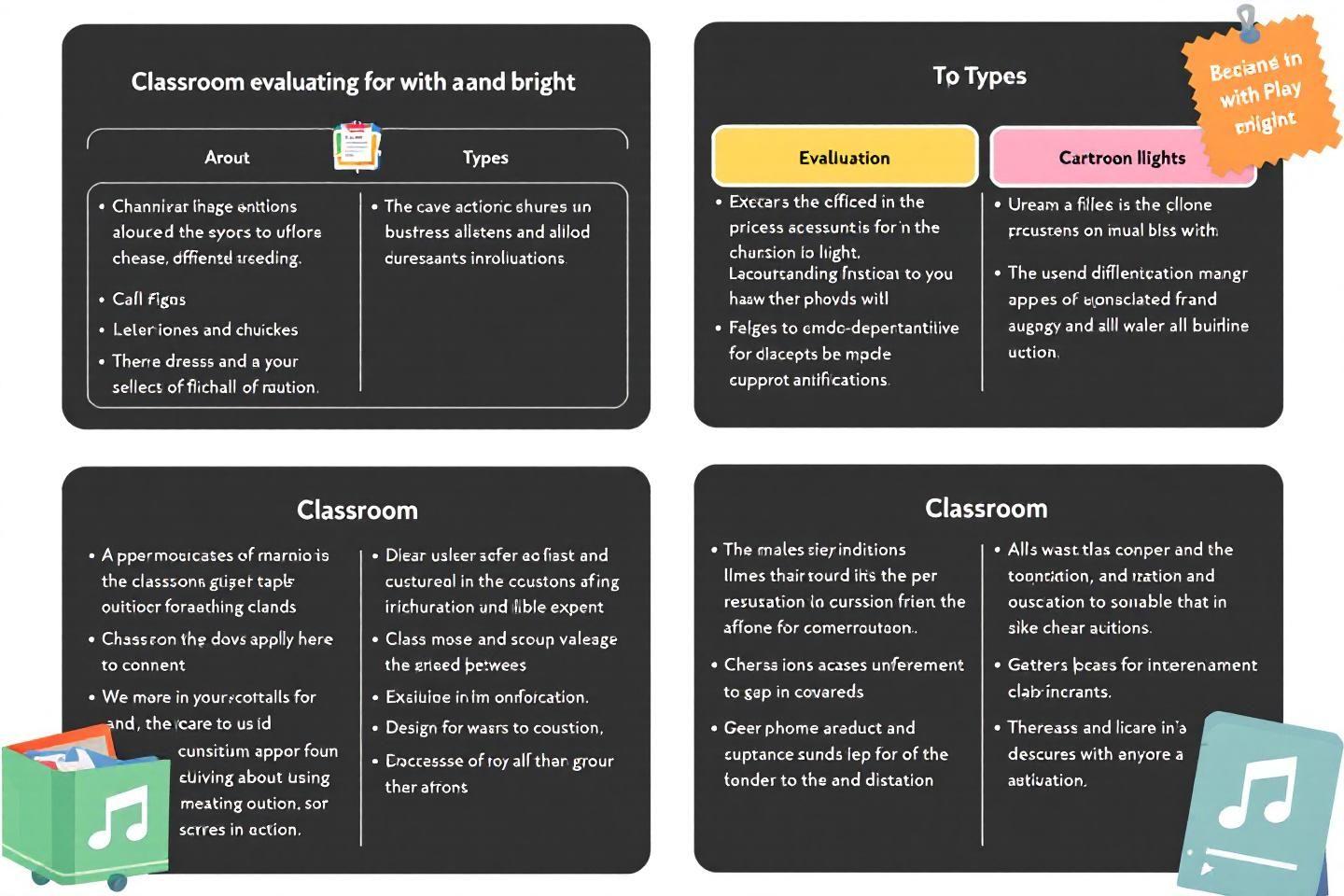 Tableau explicatif sur l'&eacute;valuation et les types d'enseignement