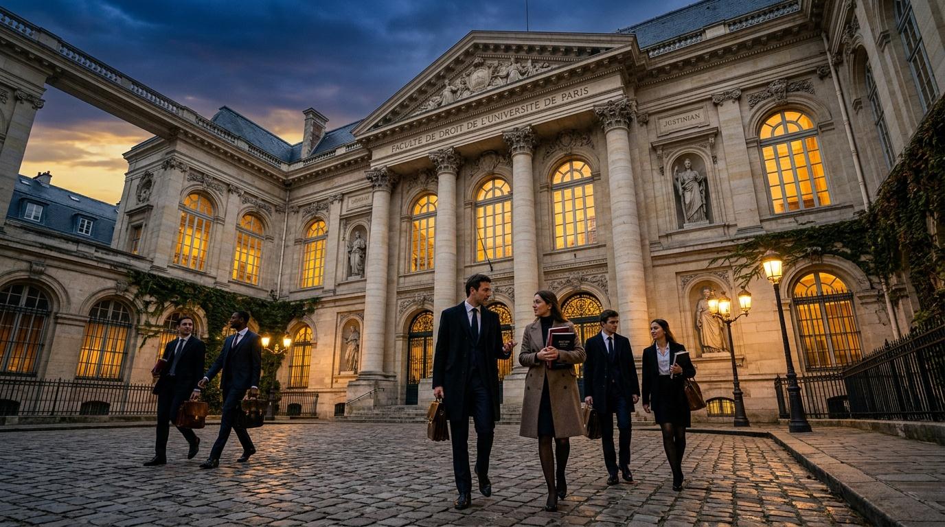 Professionnels du droit devant la Faculté de l'Université de Paris