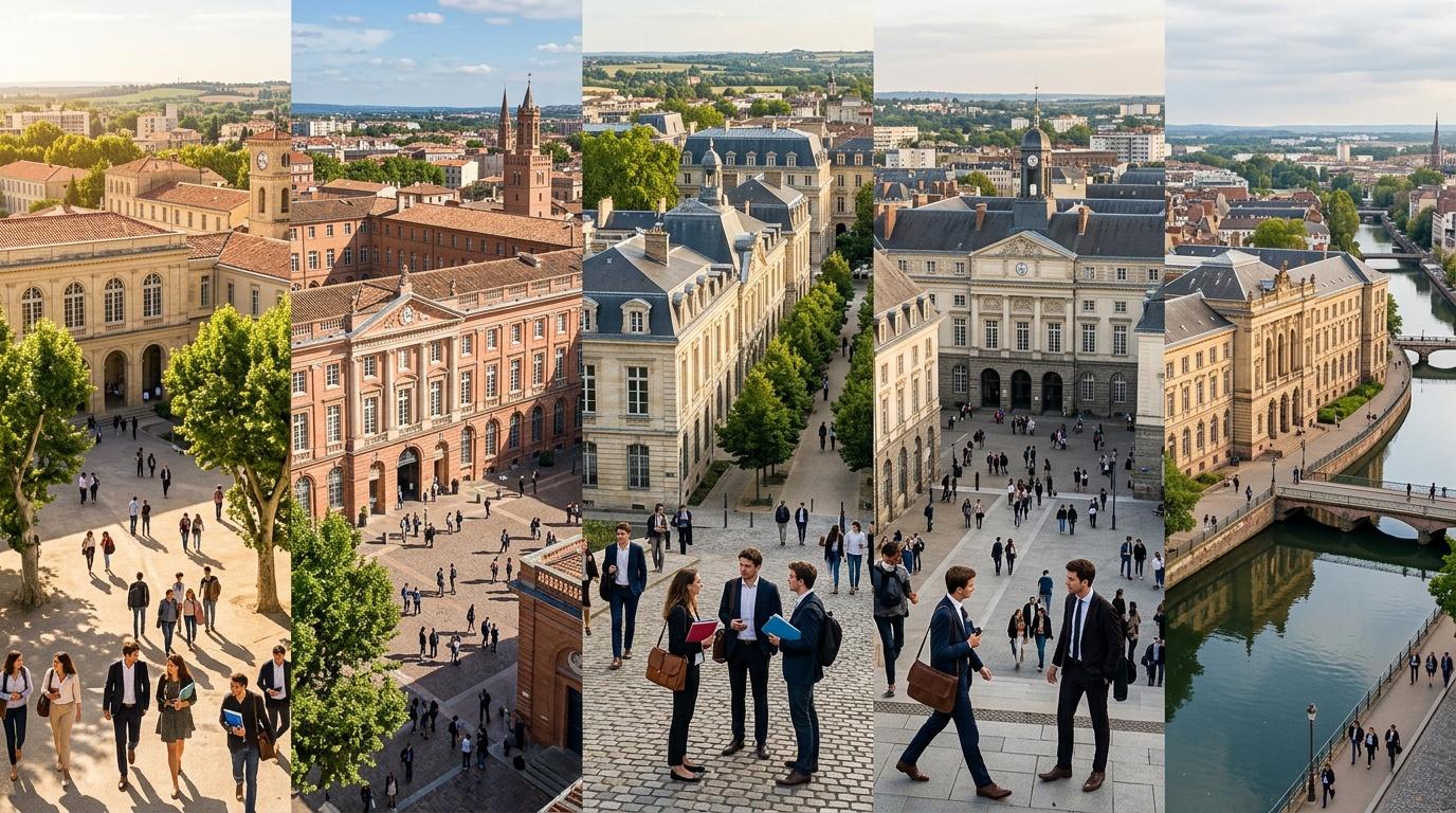 Vues a&eacute;riennes de Toulouse montrant places, architecture et rivi&egrave;re.