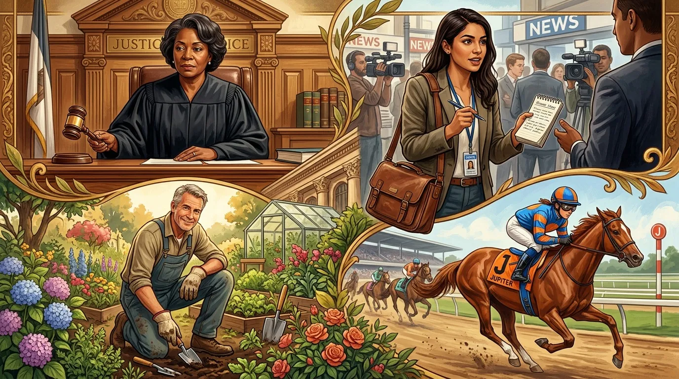 Illustrations de quatre professionnels dans différents domaines